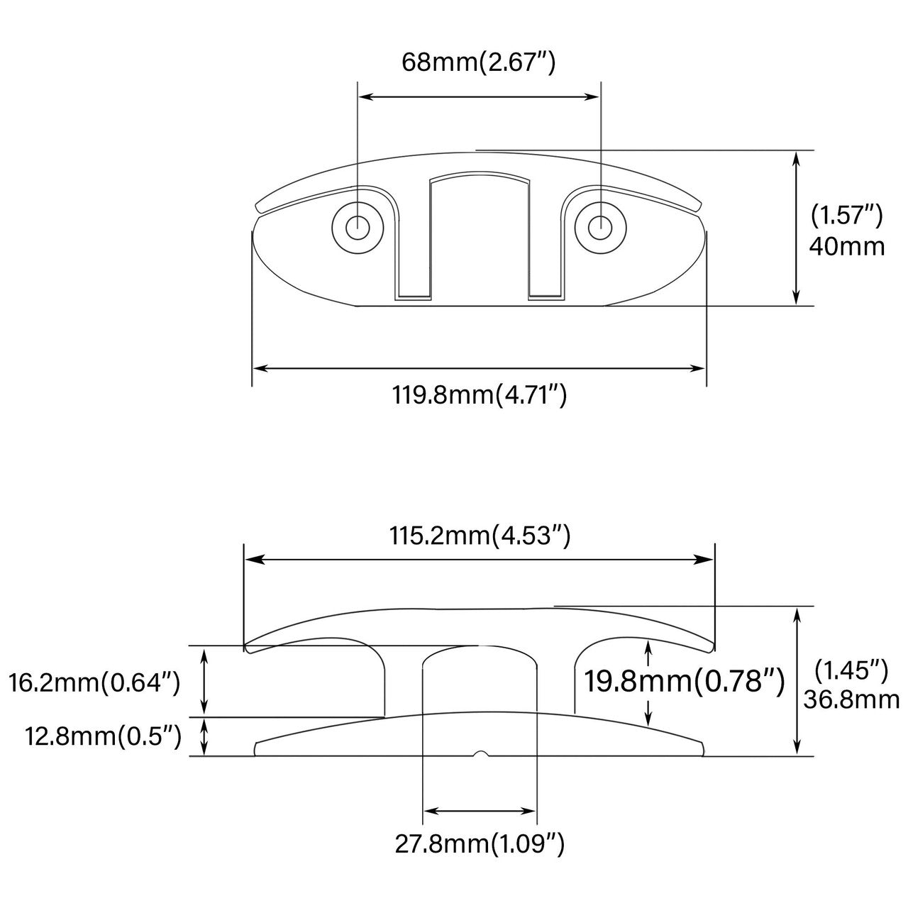 YUSOVE Boat Folding Cleat 4-1/2" 316 Stainless Steel Marine Flip Up Dock Cleat,Pack of 2