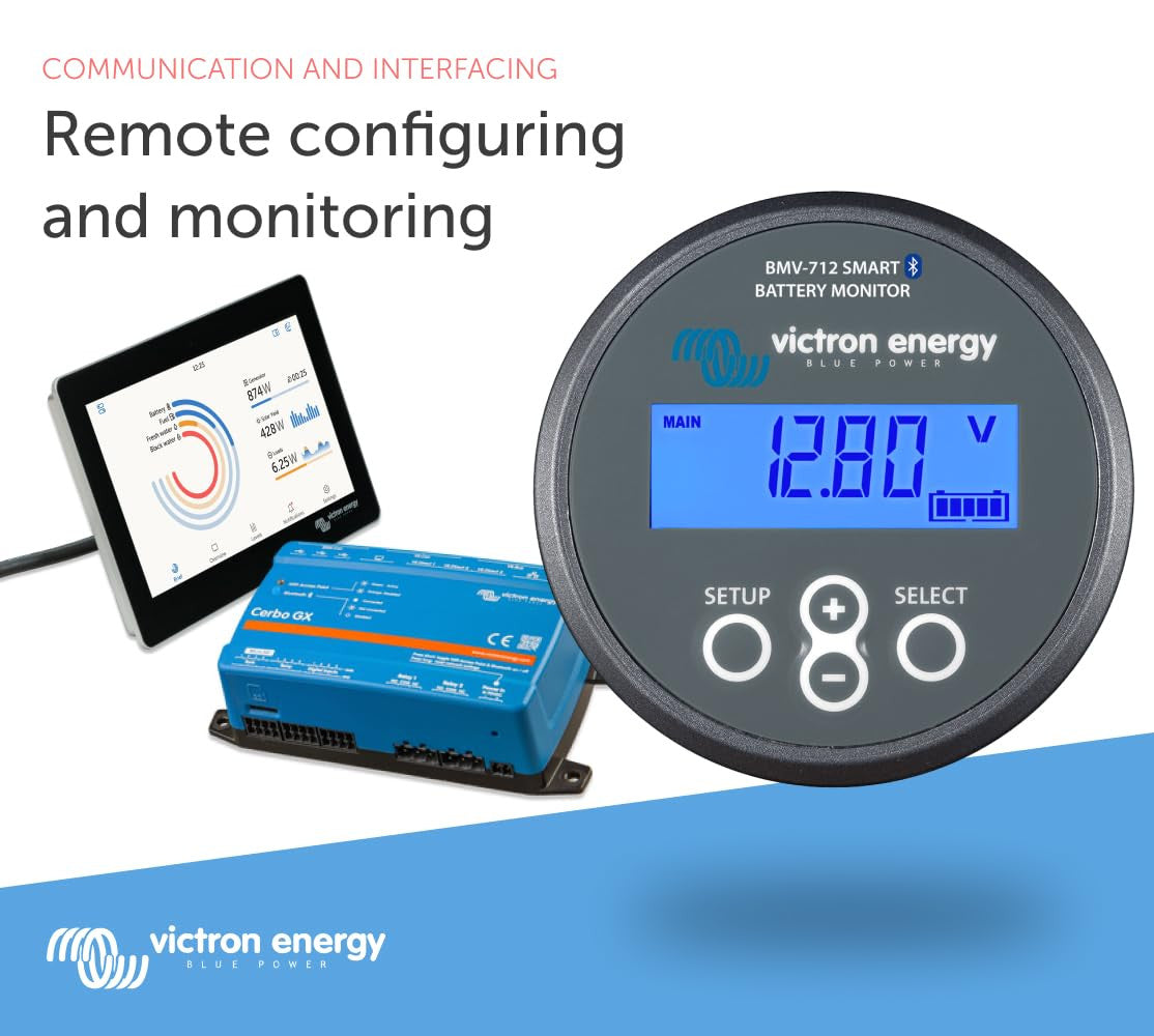 Victron Energy BMV-712 Smart Battery Monitor with Shunt - 6.5-70 VDC - Display and Bluetooth - Grey