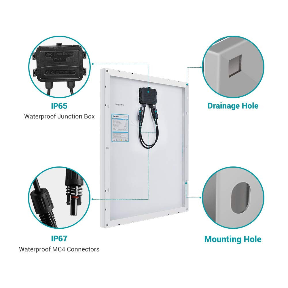 Renogy 50 Watt 12 Volt Monocrystalline Solar Panel (Compact Design)