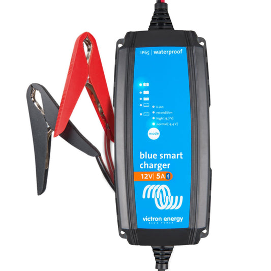 Victron Energy Blue Smart IP65 Smart Car Battery Charger 12V 5A, Float & Trickle Charger and Desulfator for Motorcycle, ATV, RV, Lithium and Deep Cycle Batteries