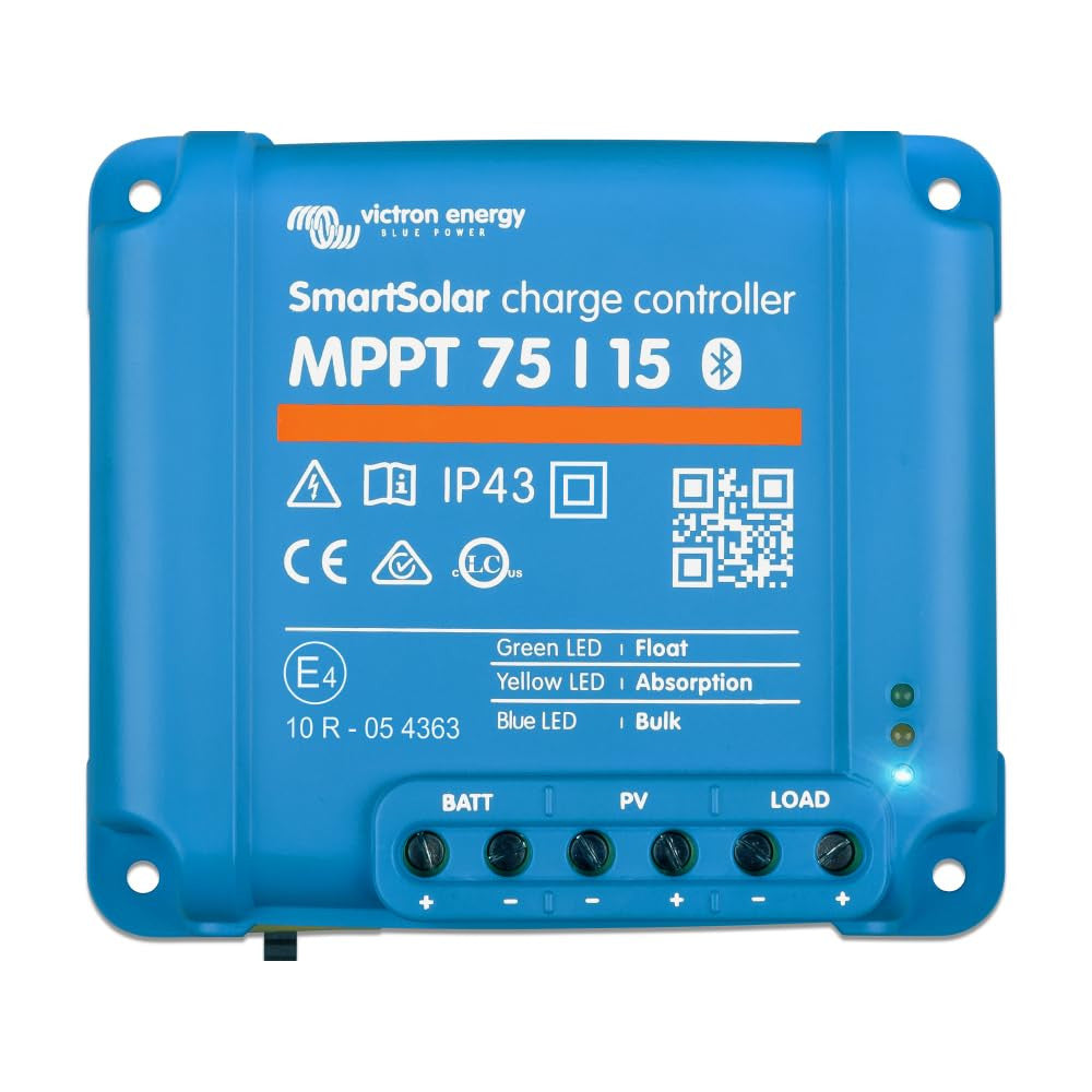 Victron Energy SmartSolar MPPT Solar Charge Controller (Bluetooth) - Charge Controllers for Solar Panels - 75V, 15 amp, 12/24-Volt