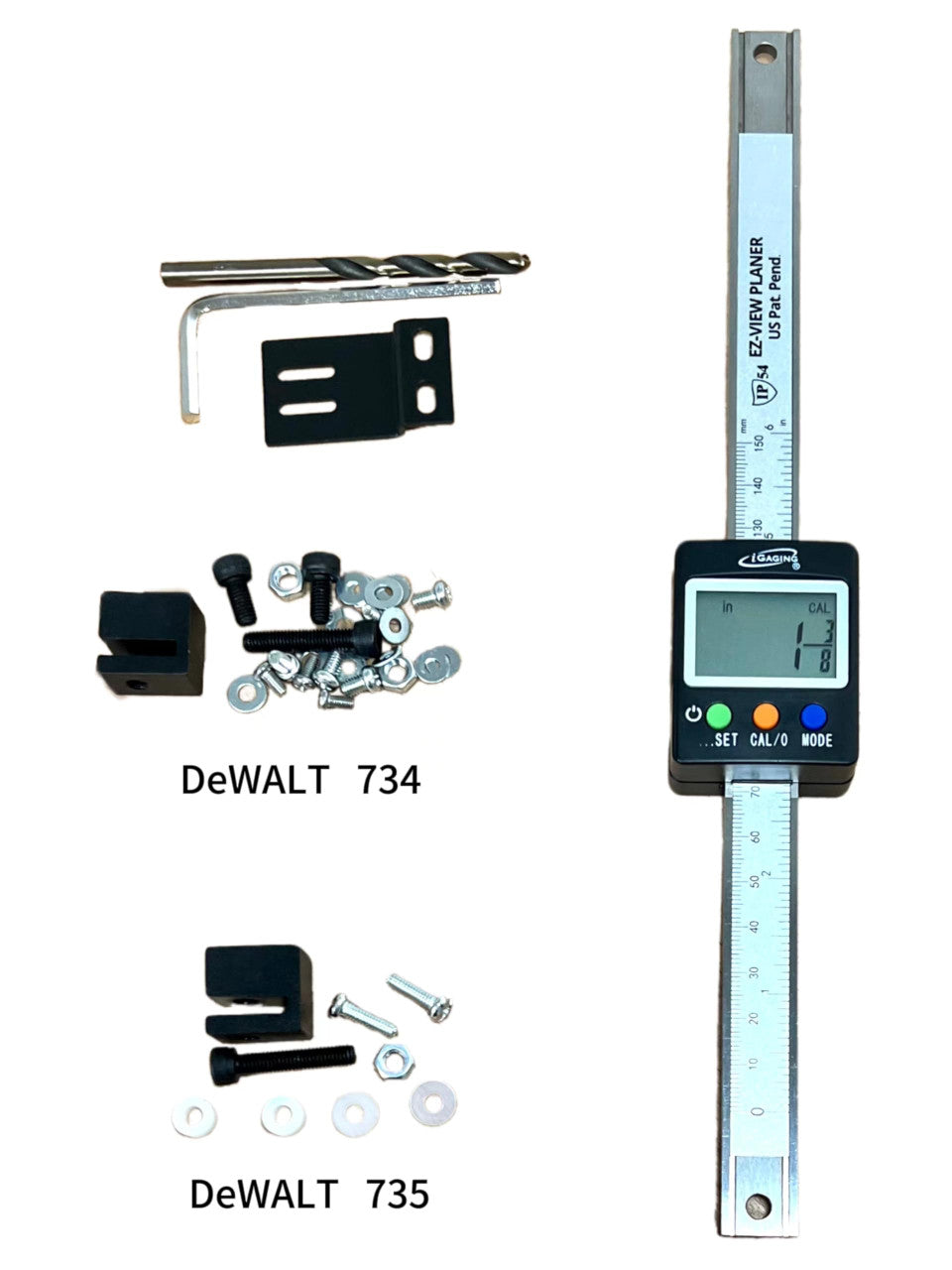 iGaging EZ-View Digital Planer Readout DRO for Portable Planer - Planer Accessories Kit for Dewalt 734 735 and More! IP54 Dust and Moisture Protection (35-600-P6