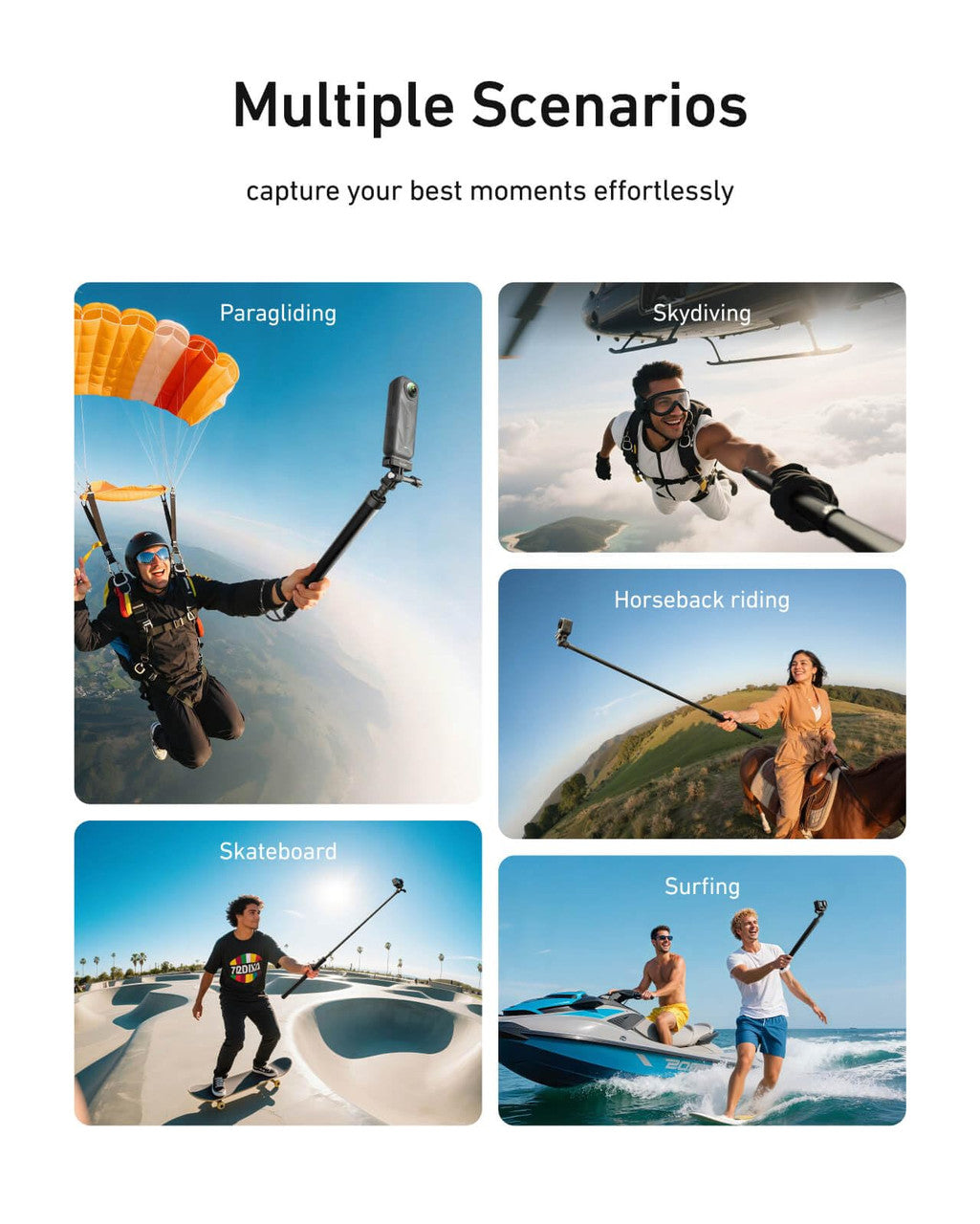 TELESIN Selfie Stick Long Pole (118"/3M),Carbon Fiber Waterproof Dive Extension Monopod for GoPro 13 12 11 10 9 DJI Osmo 360 Action 3 4 5 Pocket 3 Insta360 X4 X5 Go 3 Ace Pro Bike Motorcycle Accessory