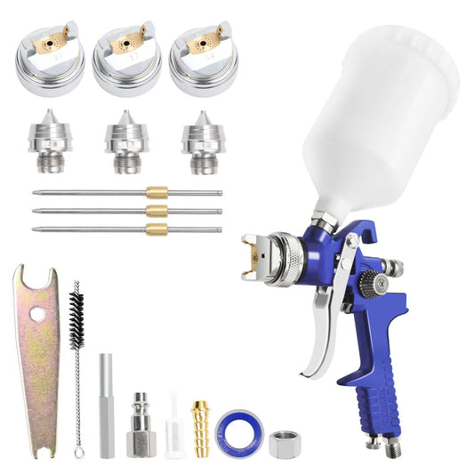 PNTGREEN HVLP Air Spray Gun with 1.4/1.7/2.0mm Nozzles and Paint Sprayer Accessories, 600ml Capacity Container Automotive Paint Spray Gun, Paint Gun for Cars, Furniture and House DIY Painting