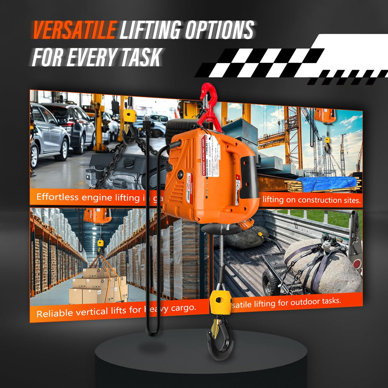 YATOINTO 3 in 1 Electric Hoist Winch, 1100lbs Portable Electric Power Winch with Wire and Wireless Remote Control, 120V Electric Hoist Crane, Overload Protection 25ft Lifting Height for Towing